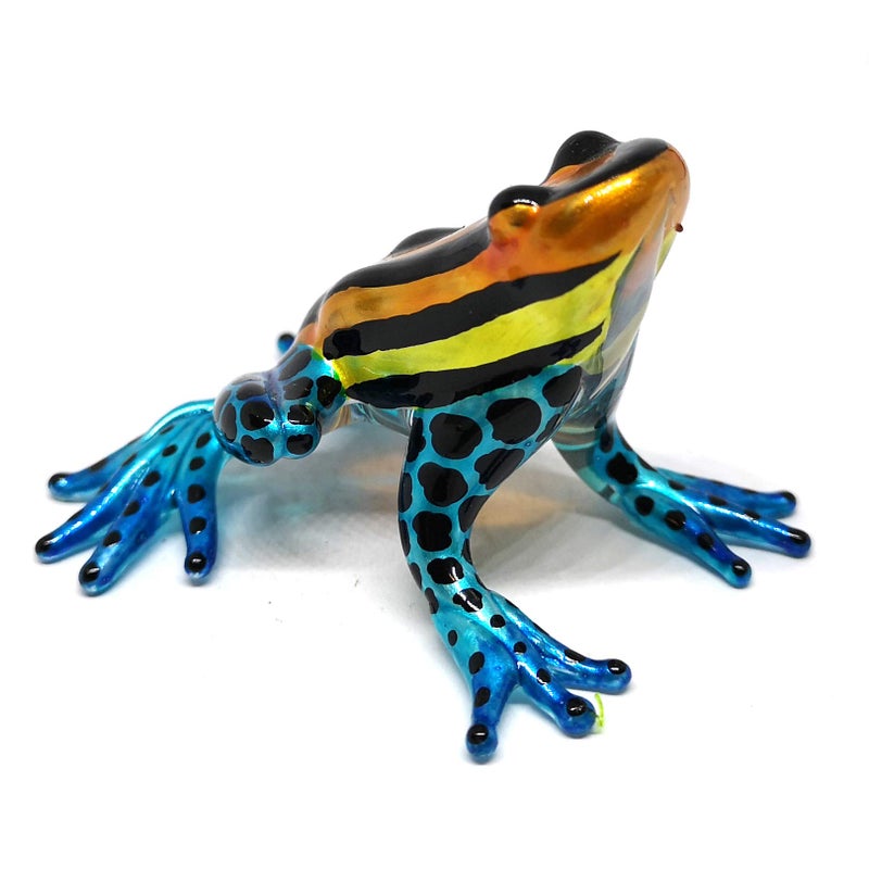 ZOOCRAFT Hand-Blown Glass Frog Figurine - Miniature Poison Dart Frog, Orange & Blue - Artistic Table Decor and Gardening Gift - Image 5